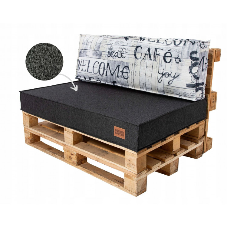 Paletové sedenie Golden Garden GG38 podsedák a vankúš 120cm x 80cm x 15cm sivá vzor café